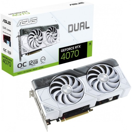 The ASUS PCI-E 4.0 Dual-RTX4070-O12G-WHITE NVIDIA GEFORCE RTX 4070 12288MB 192 GDDR6X 10044-8