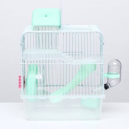 A cage for rodents "Pigger", 23 x 17 x 33 cm, transparent, green content-8