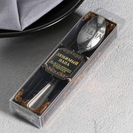 A teaspoon spoon with an engraving “Favorite Dad”, in a gift box, 3 x 14 cm.-6