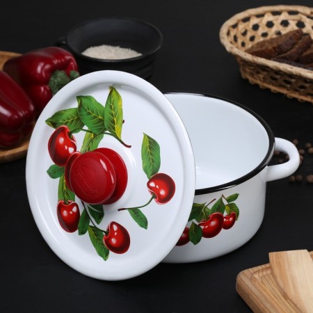 Pan, 2 l, metal cover, plastic handle, induction, mixture mix, white color-1
