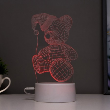 Touchscreen lamp "Bear in a hat" LED 7 USB colors/from white batteries-3