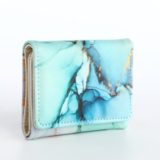 Women's wallet on the button, green color