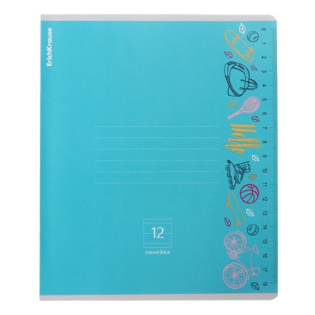 Notebook of 12 sheets in the Erichkrause Ruler Magic line, covered cartoon, block offset, 5V, mix-8