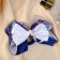 Hair elastic band "Schoolgirl" Bant flower bead stars, 12x7 cm, white-blue
