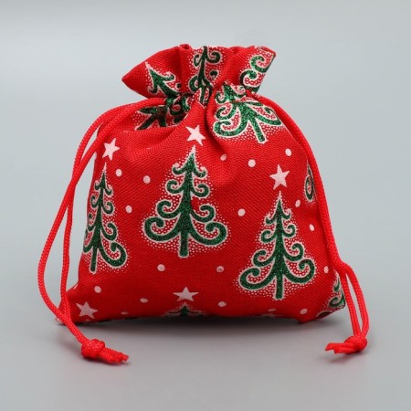 Bag Gift canvas "New Year's spruce", 10 x 12 cm +/- 1.5 cm, New Year-1