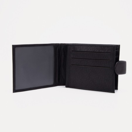 Male purse on a button, for bills, for cards, for coins, black color-2