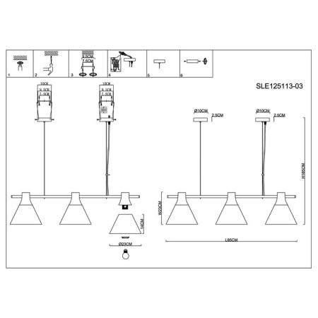 Suspended EVOLUCE lamp. Sle125113-03. Modica. 3x40 watts, E14, 23 cm, gray color-6