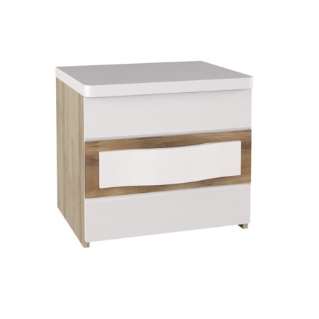 Bedside table, 502x424x450, sandy beech/oak cake/white gloss