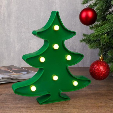 Strack "Christmas tree" 7XLED batteries 2XAA green 14x3x25 cm Risalux-1