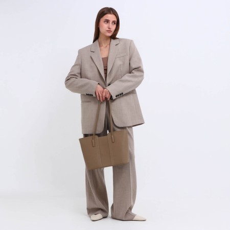 Bag Female Tout with zipper, beige color-5