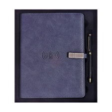 Organizer on the rings, PVC, A5.140 liters, cage, with a pen, gifts. Box, flash drive, charging gray