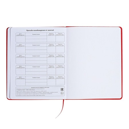 The universal diary for the 1-11 classes "Anime", a solid cover made of artificial leather, application, lies, 48 ​​sheets, red-14