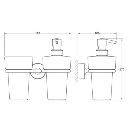 Holder with a glass and a dispenser of liquid soap, matte crystal, chrome, fbs-1
