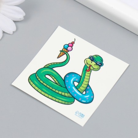 Tattoo on the body color "Pythonchik on vacation" 6x6 cm-2