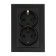 Two -seater socket Tot Glossy Glass, 16 A, hidden, with salary, glass, black