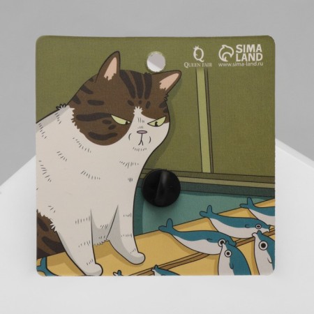 Icon "cat" with fish, black and gray black metal-4