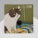 Icon "cat" with fish, black and gray black metal