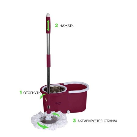 Pioneer 7103S cleaning set: mop, bucket, microfiber nozzle, 2 pcs, 6 l, red color-2