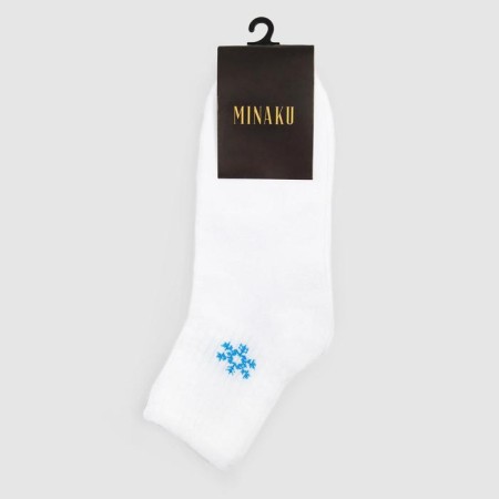 Women's socks minku "snowflake", white color, size 38-39 (25 cm)-2