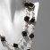 Beads with pearls "gallantry", black and white color in gold, 80 cm
