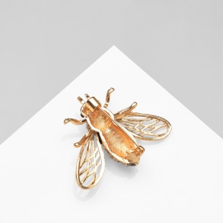 Brooch "Bumblebee", black and white color in gold-2