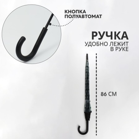 Umbrella - a semiautomatic “cage” cane, 8 spokes, r = 54 cm, the color is transparent/emerald-1