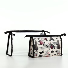A set of cosmetic bags 2 in 1 on lightning, the color is black