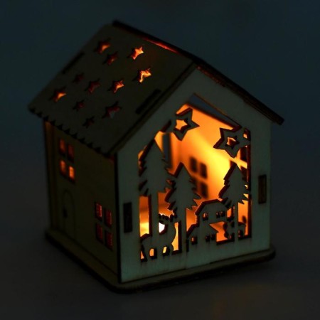 New Year's decor with highlighting 7x6x5 cm, "House" mix-1