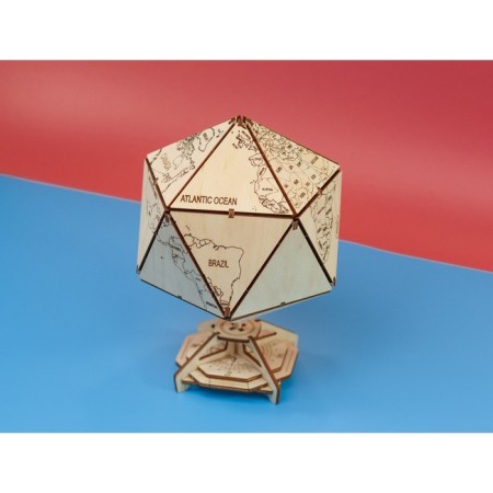 Designer Wooden 3D Ewa Globe Icosahedron with a secret (box, safe)-9