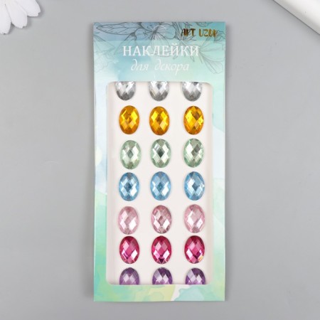Sticker of rhinestones plastic "oval" mix 18x8 cm-6