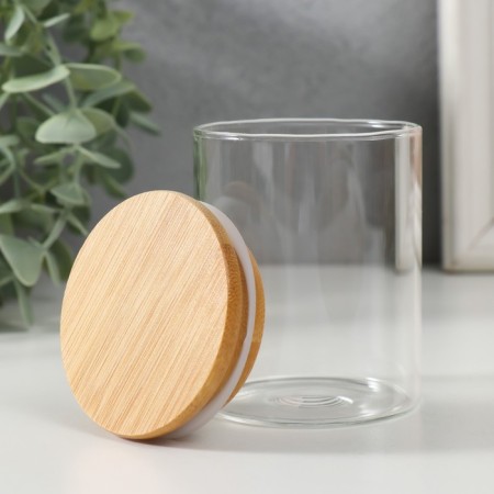 Bank for candles glass with a cylinder lid is a transparent 200 ml 6.5x6.5x8 cm-1