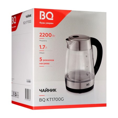 Electric kettle BQ KT1700G, glass, 1.7 l, 2200 watts, black-silver-3