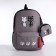 Youth backpack from textiles, 3 pockets, wallet, gray color