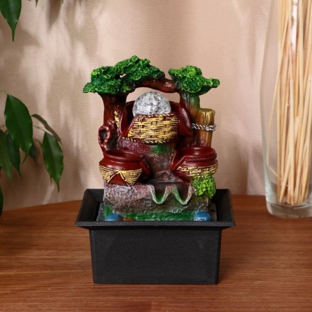 Fountain "Wicker baskets under the tree" 16x13x22 cm (with backlight)