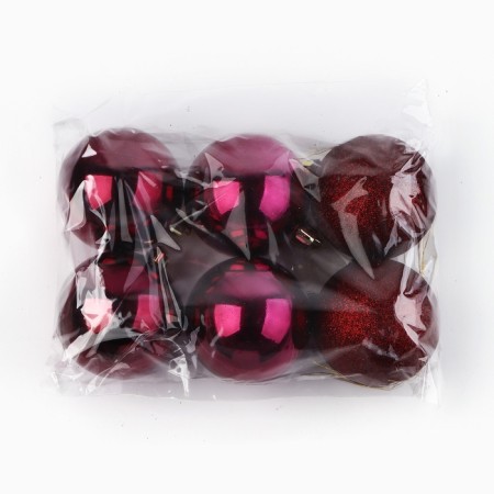 Christmas balls New Year, for the New Year, d = 6 cm., 6 pcs., Wine color-2