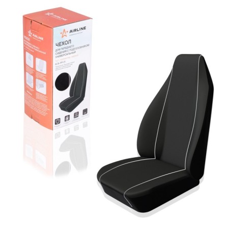 Front seat cover with a headrest, universal, 1 pc, polyester, black