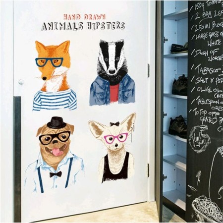 Interior plastic sticker "Animal hipsters" 60x90 cm