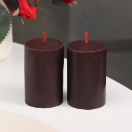 A set of candles-stolbiks 2 pcs, 4x6 cm, chocolate truffle-2