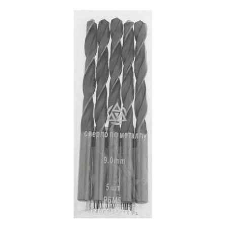 Metal drill "Volga Tool", c/x, d = 9 mm, l = 125 mm, p6m5, 5 pcs., GOST 10902-77-1