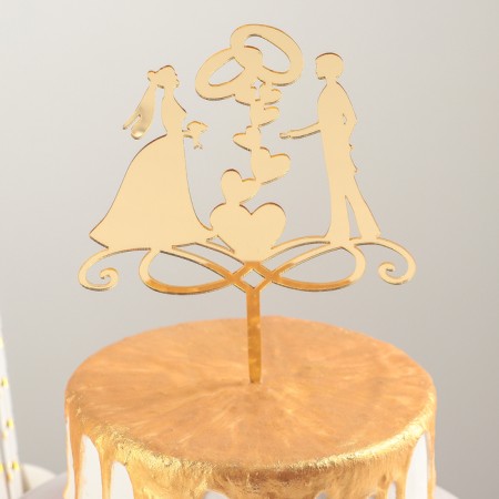 Topper for the Cake "Wedding Rings", 13 × 18 cm, color gold-1