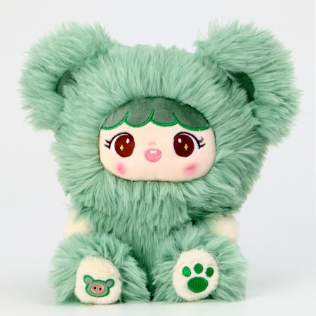Soft toy "Doll" in a costume of Bear, 30 cm, green color-1