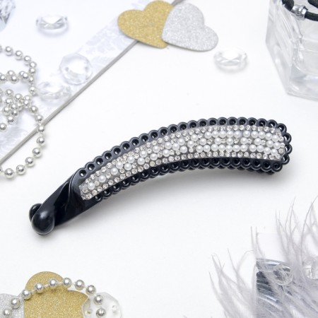 Hair banana "Pearl paradise" 11 cm, black