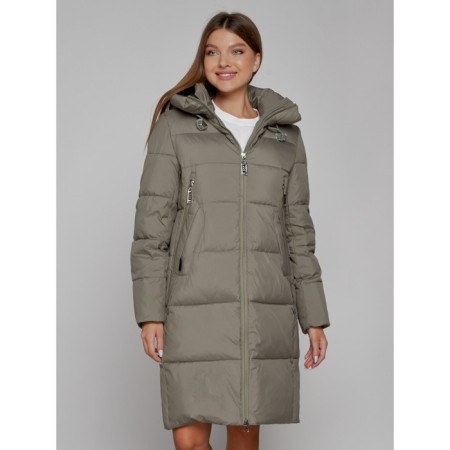 Coat insulated winter female, size 42, khaki color-8