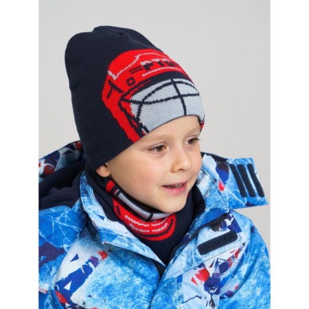 Knitted set for a boy: hat and snood, size 52-1