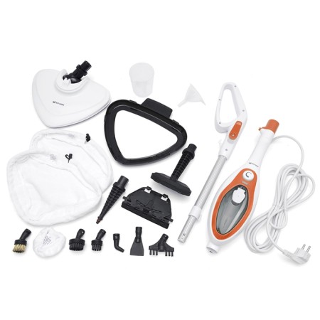 Steam mop Kitfort KT-1004-3, 1500 W, 350 ml, cord 4.8 m, white-orange-7