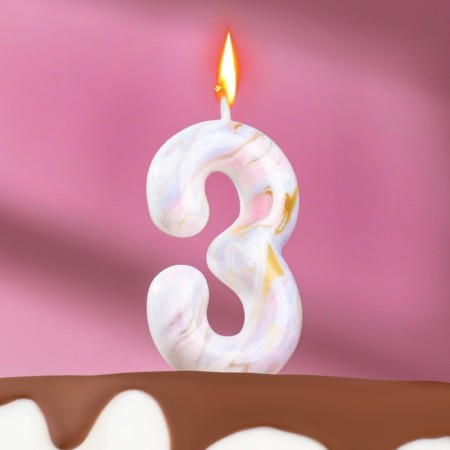Candle in the “White Marble” cake, the number “3”, 5.5 cm
