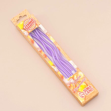 Candles for cake twisted "serpentine", 12 cm, 18 pcs, cocktail, purple-2