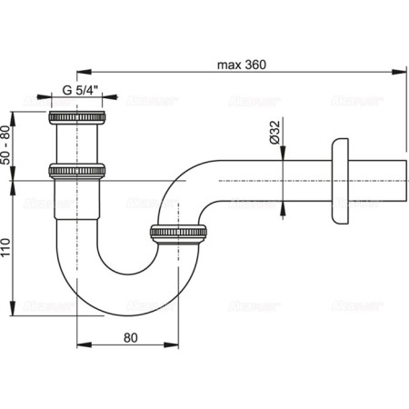 Siphon for the sink Alcaplast a432, DN = 32 mm, U-form with a rolled nut 5/4 ", metal, chrome-1