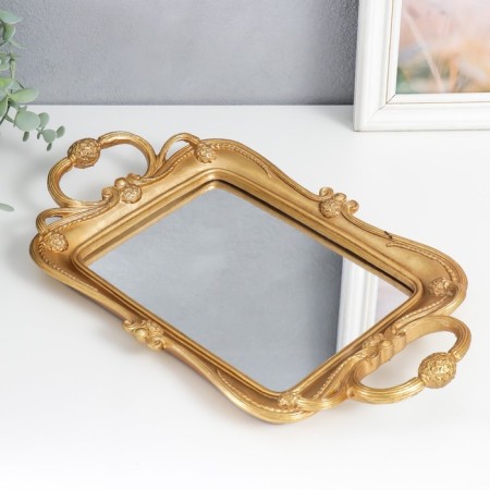 Standing interior polystone with the Scarabi mirror golden 37.5x22.5 cm-1
