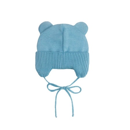 A cap on ties with ears children's Amarobaby Pure Love Bear, with a lining, size 38-40 cm, blue color-5